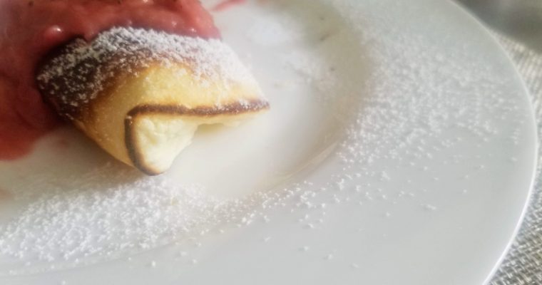 Souffle Pancake with Rhubarb Compote